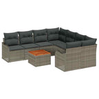 Gartensofa-set mit Kissen 9 pcs Grau Poly-Rattan