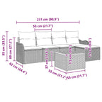 Gartensofa-set mit Kissen 6 pcs Schwarz Poly-Rattan