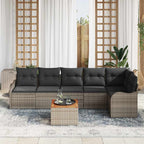 Gartensofa-set mit Kissen 7 pcs Grau Poly-Rattan