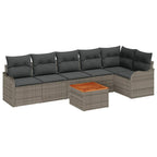 Gartensofa-set mit Kissen 7 pcs Grau Poly-Rattan