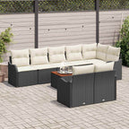 Gartensofa-set mit Kissen 9 pcs Schwarz Poly-Rattan