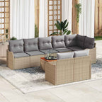 Gartensofa-set mit Kissen 9 pcs Beige Poly-Rattan