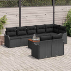 Gartensofa-set mit Kissen 9 pcs Schwarz Poly-Rattan