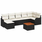 Gartensofa-set mit Kissen 8 pcs Schwarz Poly-Rattan