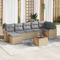 Gartensofa-set mit Kissen 8 pcs Beige Poly-Rattan