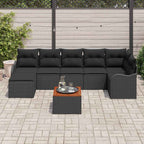 Gartensofa-set mit Kissen 8 pcs Schwarz Poly-Rattan