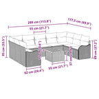 Gartensofa-set mit Kissen 10 pcs Schwarz Poly-Rattan