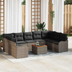 Gartensofa-set mit Kissen 10 pcs Grau Poly-Rattan