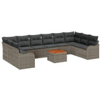 Gartensofa-set mit Kissen 10 pcs Grau Poly-Rattan