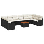 Gartensofa-set mit Kissen 11 pcs Schwarz Poly-Rattan
