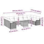 Gartensofa-set mit Kissen 11 pcs Beige Poly-Rattan
