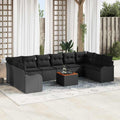 Gartensofa-set mit Kissen 11 pcs Schwarz Poly-Rattan