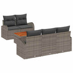 Gartensofa-set mit Kissen 6 pcs Grau Poly-Rattan
