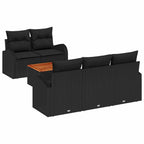 Gartensofa-set mit Kissen 6 pcs Schwarz Poly-Rattan