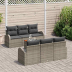 Gartensofa-set mit Kissen 7 pcs Grau Poly-Rattan