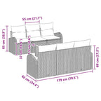 Gartensofa-set mit Kissen 7 pcs Grau Poly-Rattan