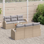 Gartensofa-set mit Kissen 7 pcs Beige Poly-Rattan
