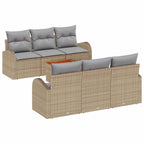 Gartensofa-set mit Kissen 7 pcs Beige Poly-Rattan