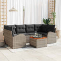 Gartensofa-set mit Kissen 7 pcs Grau Poly-Rattan