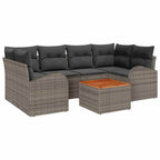 Gartensofa-set mit Kissen 7 pcs Grau Poly-Rattan