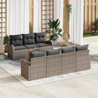 Gartensofa-set mit Kissen 8 pcs Grau Poly-Rattan