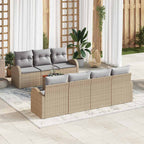 Gartensofa-set mit Kissen 8 pcs Beige Poly-Rattan