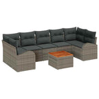 Gartensofa-set mit Kissen 8 pcs Grau Poly-Rattan