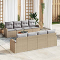 Gartensofa-set mit Kissen 9 pcs Beige Poly-Rattan