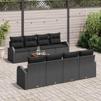 Gartensofa-set mit Kissen 9 pcs Schwarz Poly-Rattan
