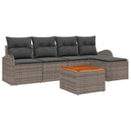 Gartensofa-set mit Kissen 6 pcs Grau Poly-Rattan