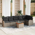 Gartensofa-set mit Kissen 7 pcs Grau Poly-Rattan