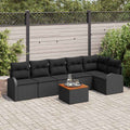 Gartensofa-set mit Kissen 7 pcs Schwarz Poly-Rattan