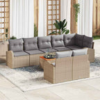 Gartensofa-set mit Kissen 9 pcs Beige Poly-Rattan