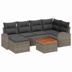 Gartensofa-set mit Kissen 7 pcs Grau Poly-Rattan