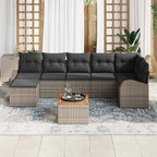 Gartensofa-set mit Kissen 8 pcs Grau Poly-Rattan