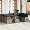 Gartensofa-set mit Kissen 10 pcs Grau Poly-Rattan