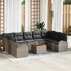 Gartensofa-set mit Kissen 10 pcs Grau Poly-Rattan