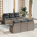 Gartensofa-set mit Kissen 7 pcs Grau Poly-Rattan