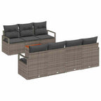 Gartensofa-set mit Kissen 7 pcs Grau Poly-Rattan