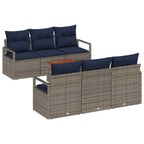 Gartensofa-set mit Kissen 7 pcs Grau Poly-Rattan