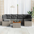 Gartensofa-set mit Kissen 7 pcs Grau Poly-Rattan