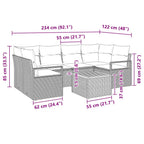 Gartensofa-set mit Kissen 7 pcs Grau Poly-Rattan