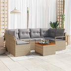 Gartensofa-set mit Kissen 7 pcs Beige Poly-Rattan
