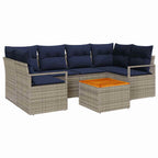 Gartensofa-set mit Kissen 7 pcs Grau Poly-Rattan