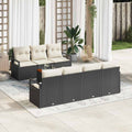 Gartensofa-set mit Kissen 8 pcs Schwarz Poly-Rattan