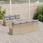 Gartensofa-set mit Kissen 8 pcs Beige Poly-Rattan