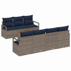 Gartensofa-set mit Kissen 8 pcs Grau Poly-Rattan