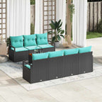 Gartensofa-set mit Kissen 8 pcs Schwarz Poly-Rattan