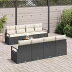 Gartensofa-set mit Kissen 9 pcs Schwarz Poly-Rattan