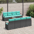 Gartensofa-set mit Kissen 9 pcs Schwarz Poly-Rattan